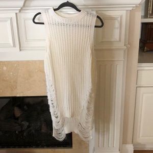 White ripped side sweater